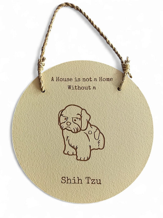 Round Dog Sign - Shih Tzu